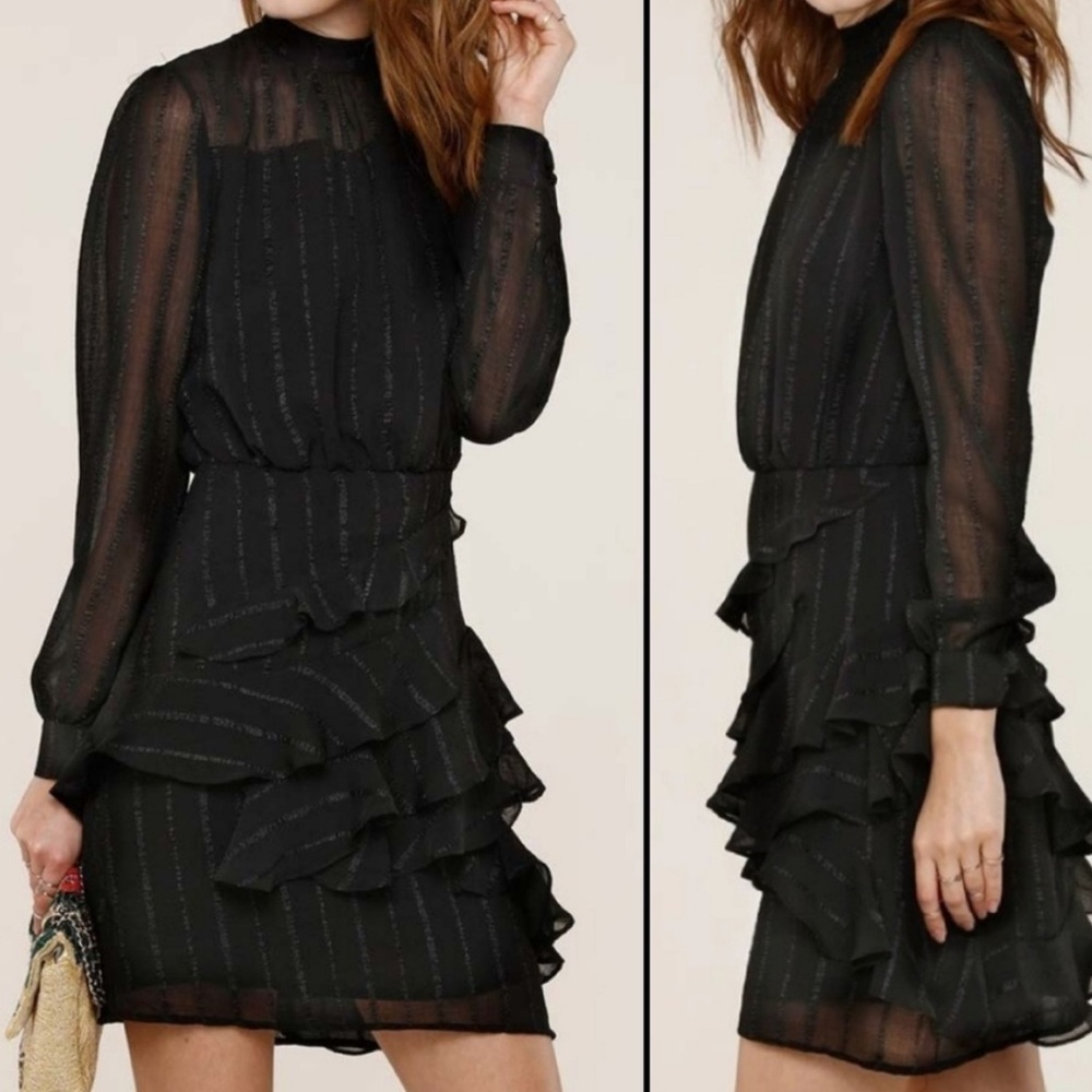 Heartloom Black Lima Ruffle Open Back Dress